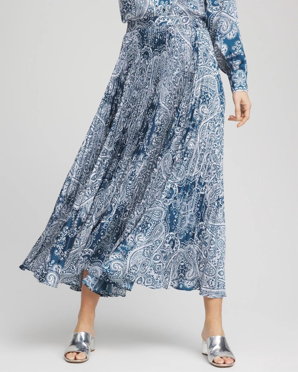 Faux Silk Tile Print Midi Skirt | Chico's